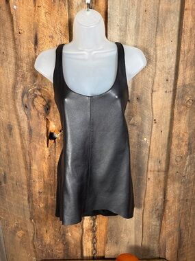 Black Faux Leather Tank Top